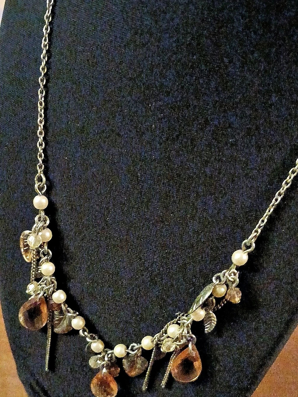 Champagne "Beaded Vine" Necklace by AVON 16" Vintage